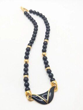 Napier Modernist Black & Goldtone Necklace